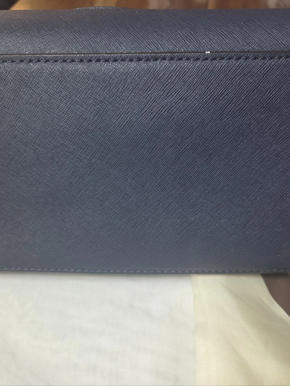 Michael Kors Navy Saffiano Satchel with Gold Hardware